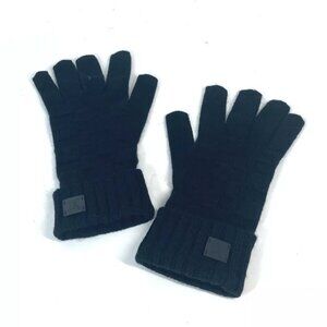 LOUIS VUITTON M72682 Leather Patch Tag Damier gloves Cashmere Black